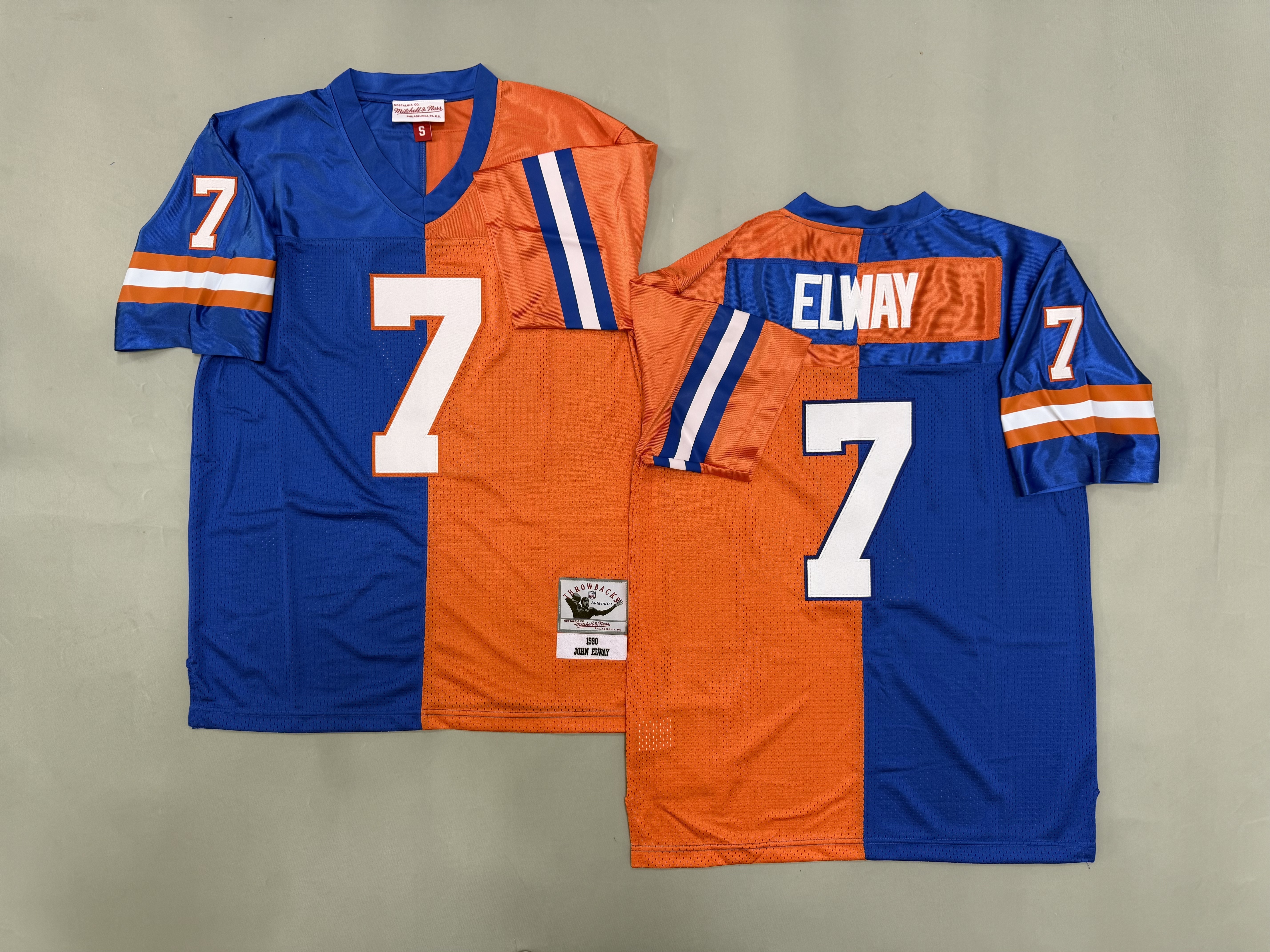 Men 2026 Denver Broncos #7 Elway Blue Orange Throwback Game NFL Jersey 001->denver broncos->NFL Jersey